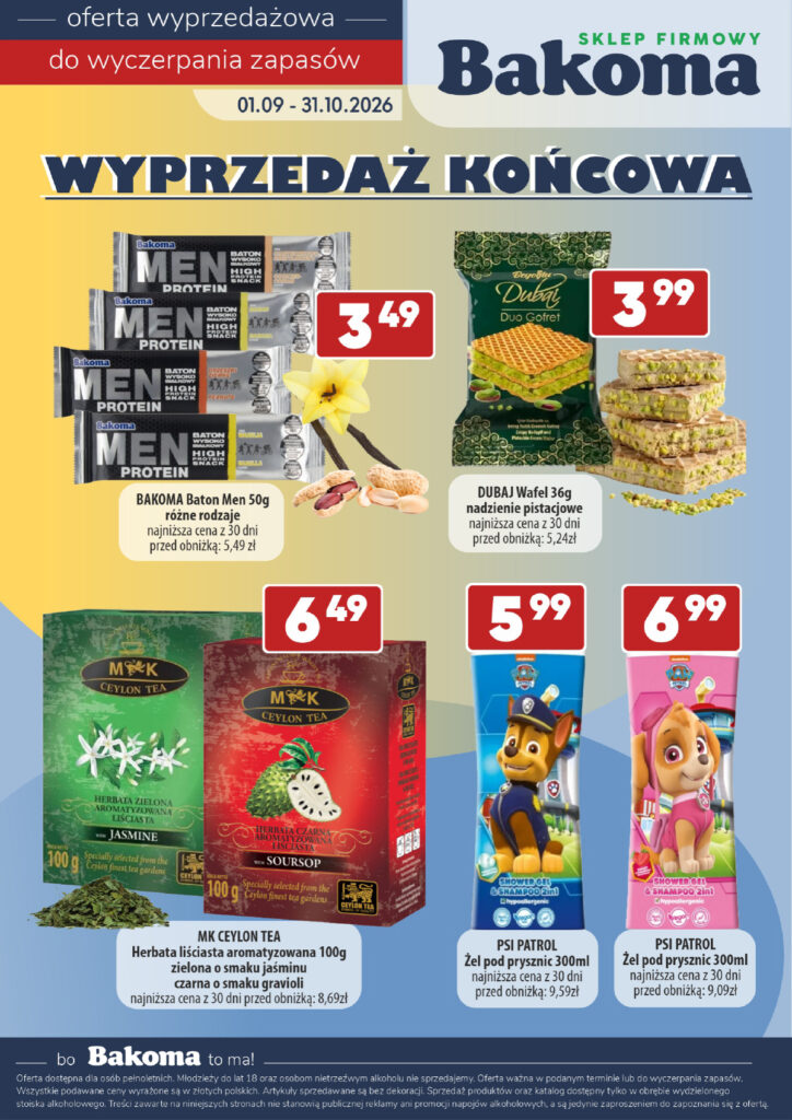 Oferta wyprzedażowa 
Do wyczerpania zapasów